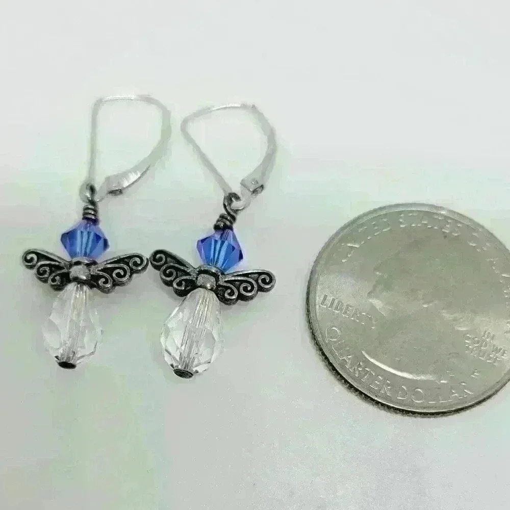 Beautiful Stamped 925 Silver Angel Earrings - Picture 3 of 4